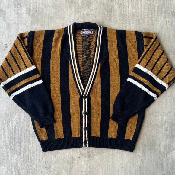 Vintage Y2K knit pattern cardigan black sweatshirt - Picture 1 of 6